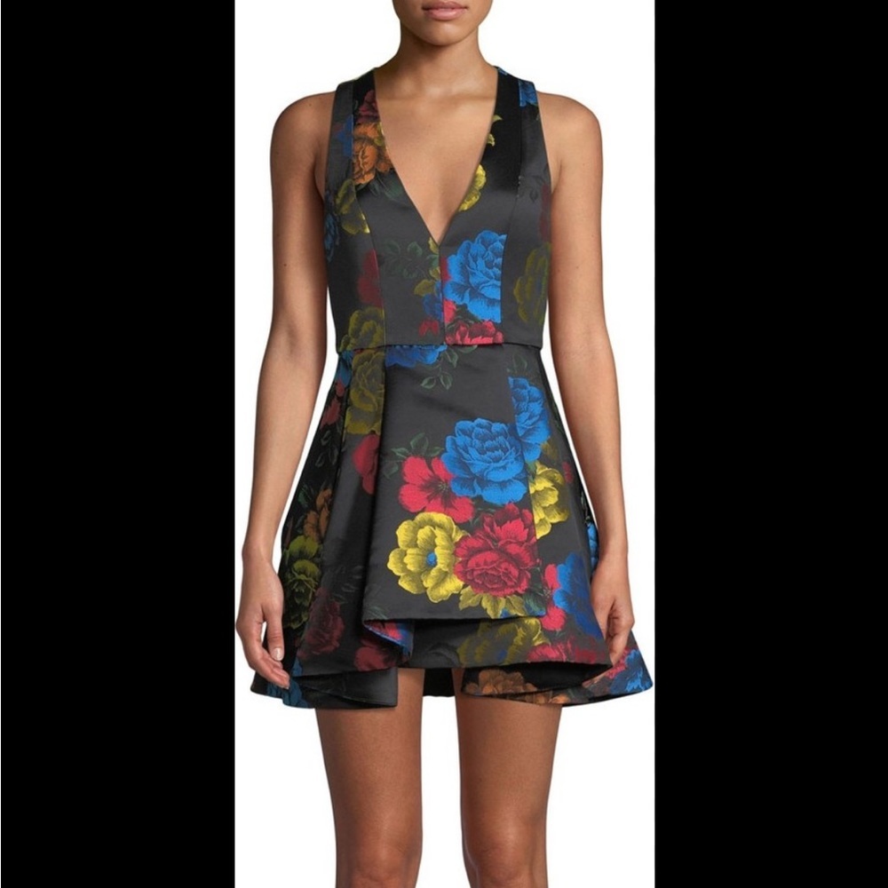 NWT Alice & Olivia Tanner Floral-Print Asymmetrical Dress - sz 6